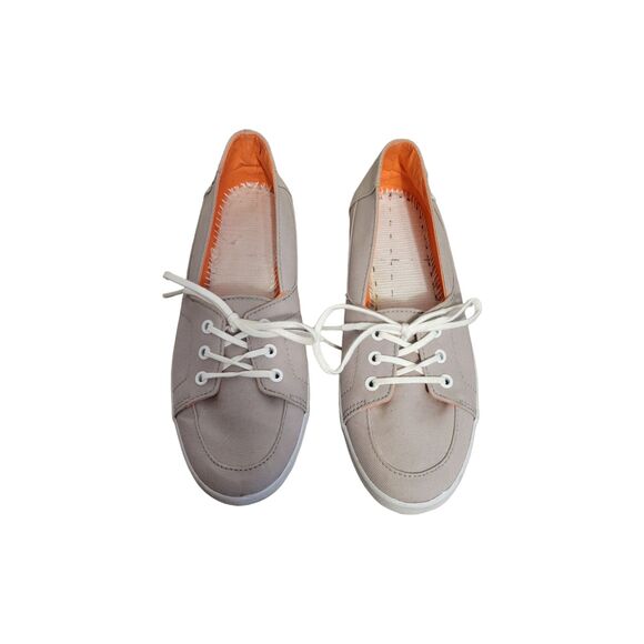 Vans Off The Wall Slides Women 7.5 Beige Slip-on Tie Laces Casual - Picture 2 of 4